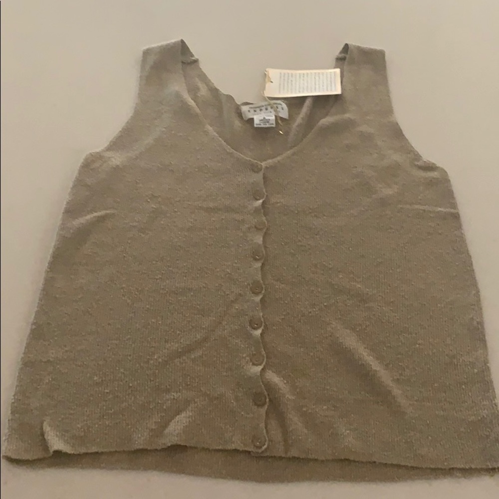 NWT,100% silk noile. Express tan buttoned tank top